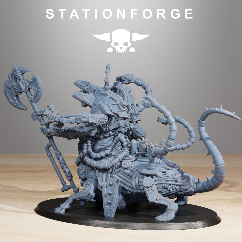 Raticus Chonk Meister, Tech Priests proxy miniature, 28mm heroic scale unpainted resin, view 2