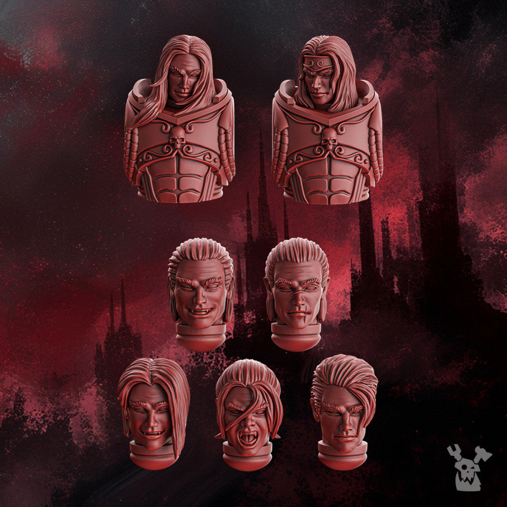 Crimson Knights Handsome Heads Set, resin conversion bits, 28mm heroic scale unpainted resin
