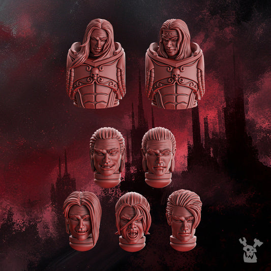 Crimson Knights Handsome Heads Set, resin conversion bits, 28mm heroic scale unpainted resin