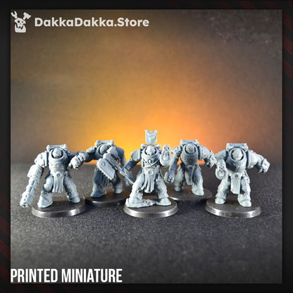 Flame Knights Destroyers Squad, proxy miniature, 28mm heroic scale unpainted resin, view 3