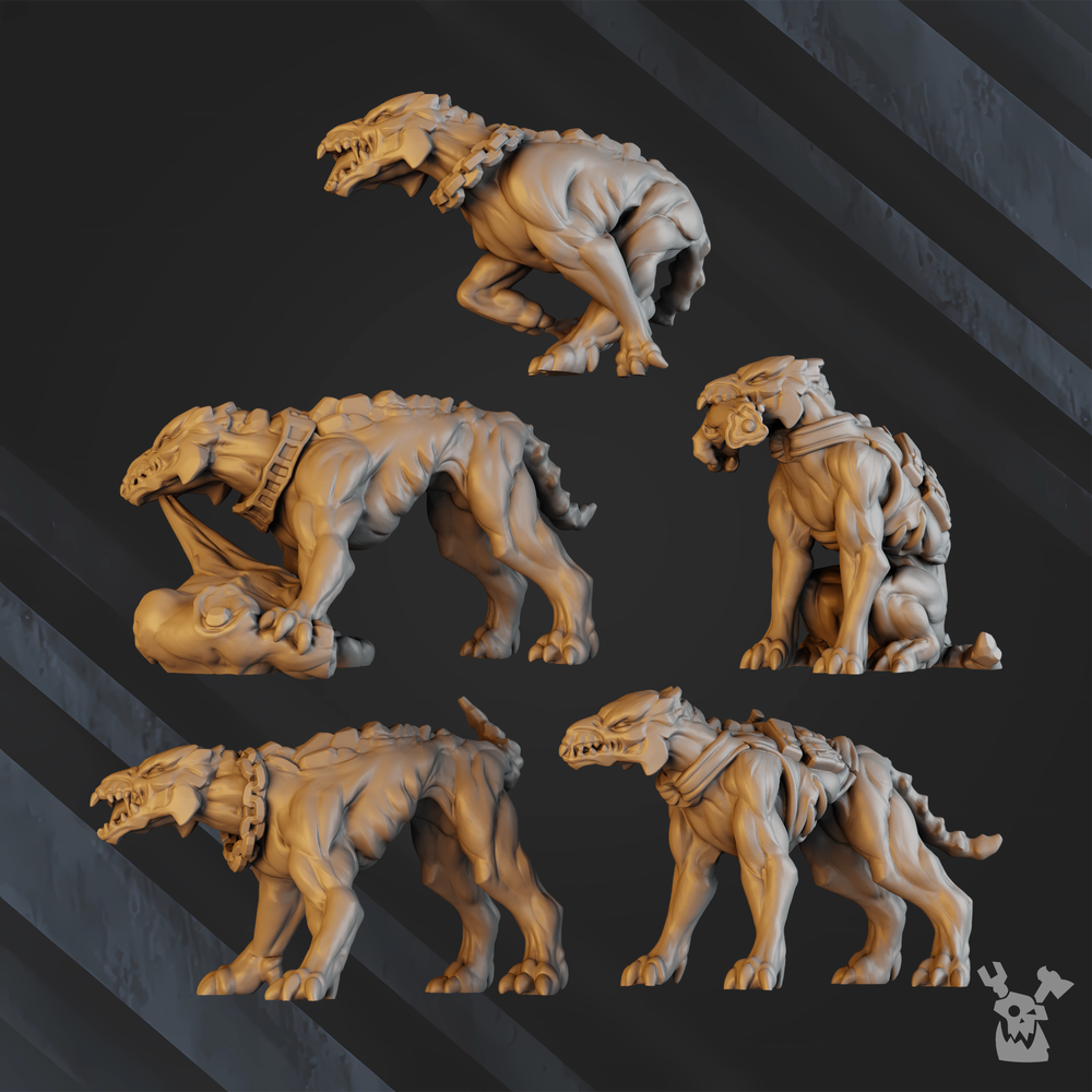 Tuai Anunnaki Tribe Watchdogs, proxy miniature, 28mm heroic scale unpainted resin, view 8