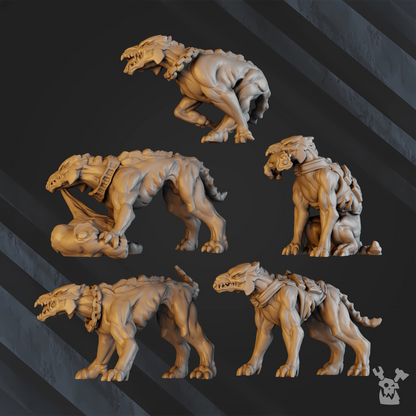 Tuai Anunnaki Tribe Watchdogs, proxy miniature, 28mm heroic scale unpainted resin, view 8