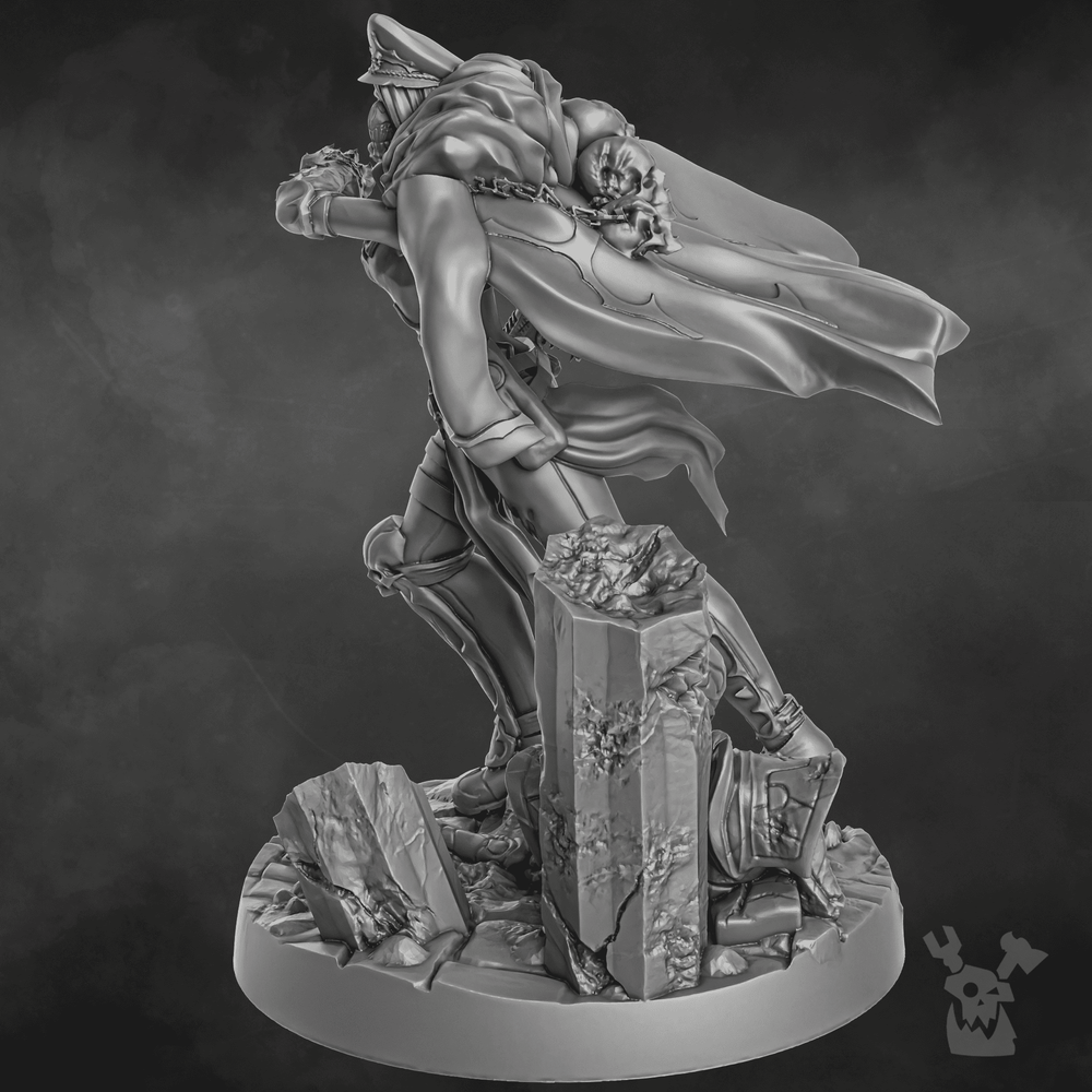 Imperial Army Blood Commissar, 28mm heroic scale unpainted resin, view 2