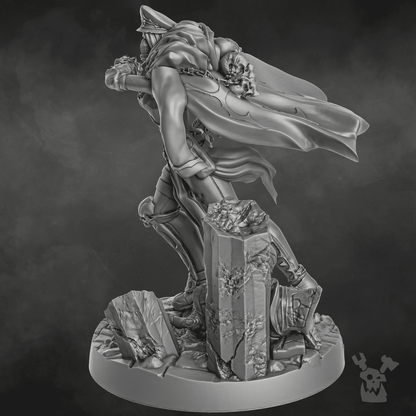 Imperial Army Blood Commissar, 28mm heroic scale unpainted resin, view 2