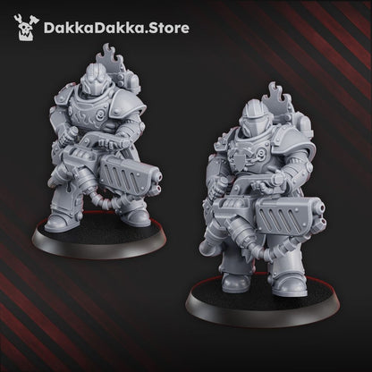 Flame Knights Team Ignitium, proxy miniature, squad, 28mm heroic scale unpainted resin, view 4