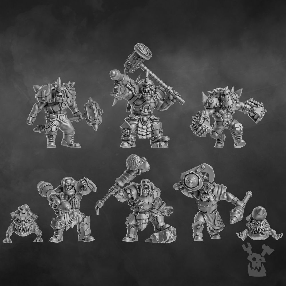 Orks Head Crackaz Mob, proxy miniature, squad, 28mm heroic scale unpainted resin, view 5