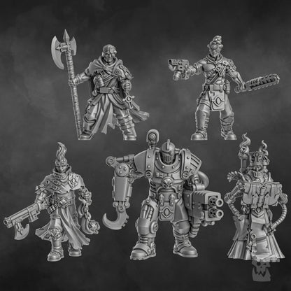 Holy Department Of Heretical Investigations V2, Inquisition proxy miniature, 28mm heroic scale unpainted resin, view 5