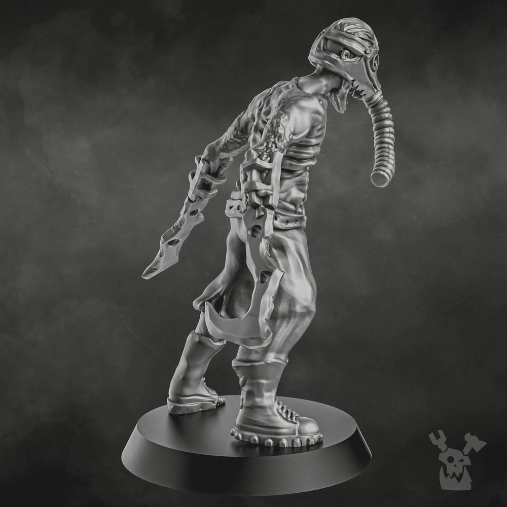 Plague Knights Zombie Slaughterer, proxy miniature, 28mm heroic scale unpainted resin, view 3