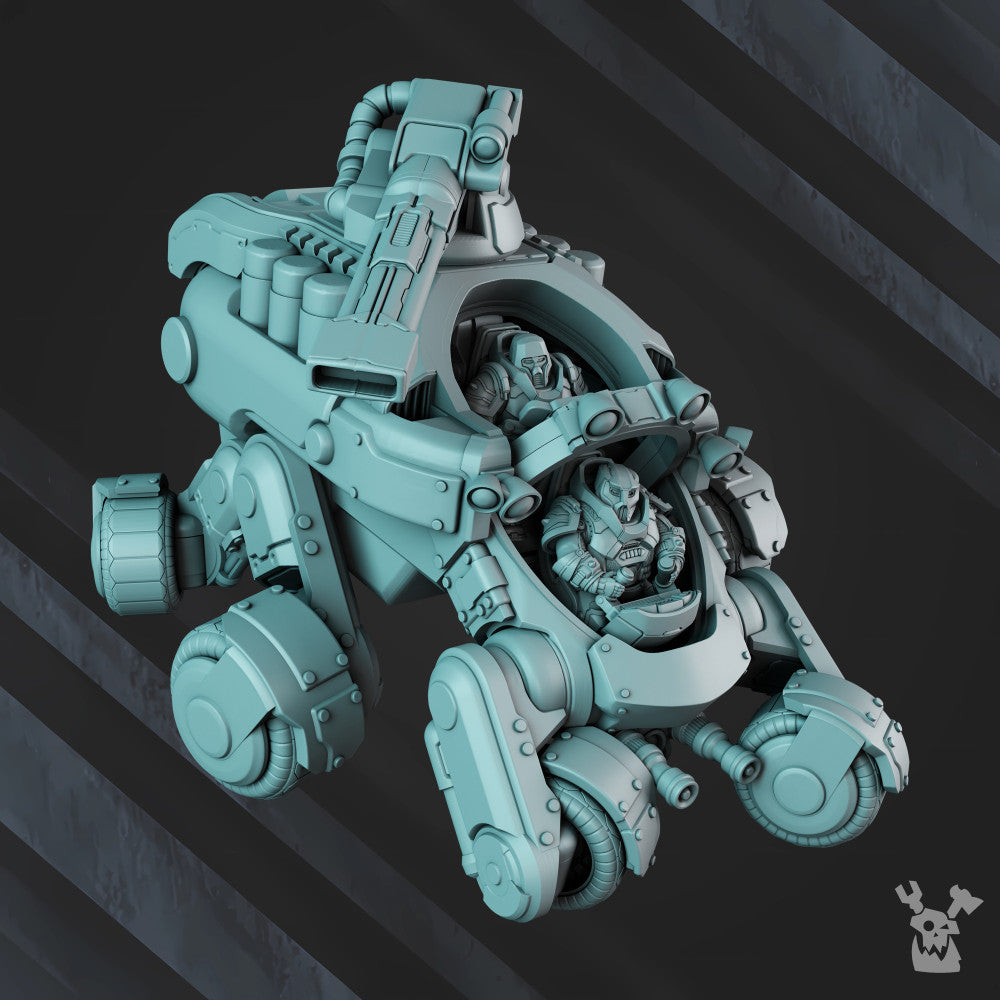 Space Dwarf Starforged Gyro Truck, proxy miniature, vehicle, 28mm heroic scale unpainted resin, view 6