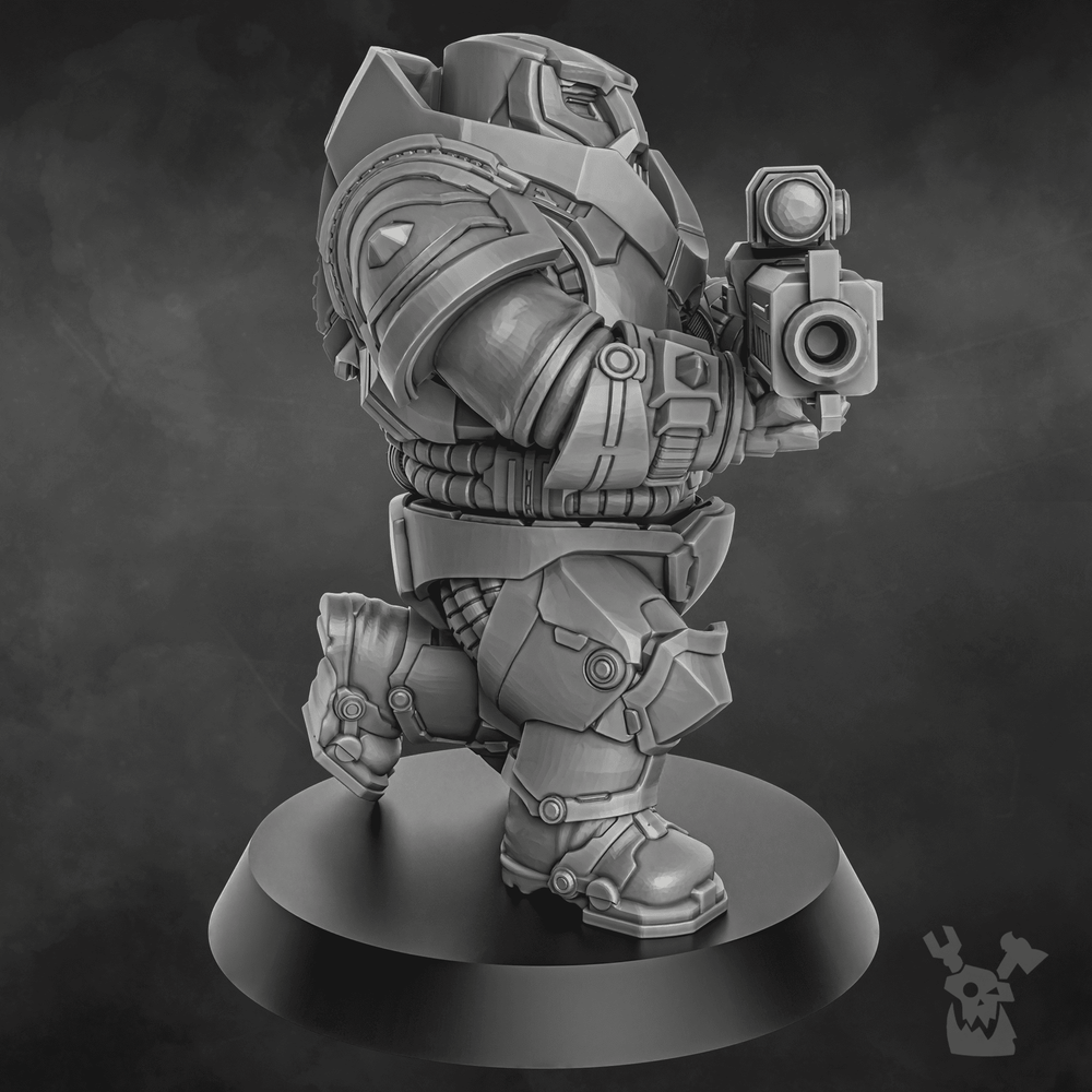 Space Dwarf Nibelung Warrior V2, proxy miniature, infantry, 28mm heroic scale unpainted resin, view 5