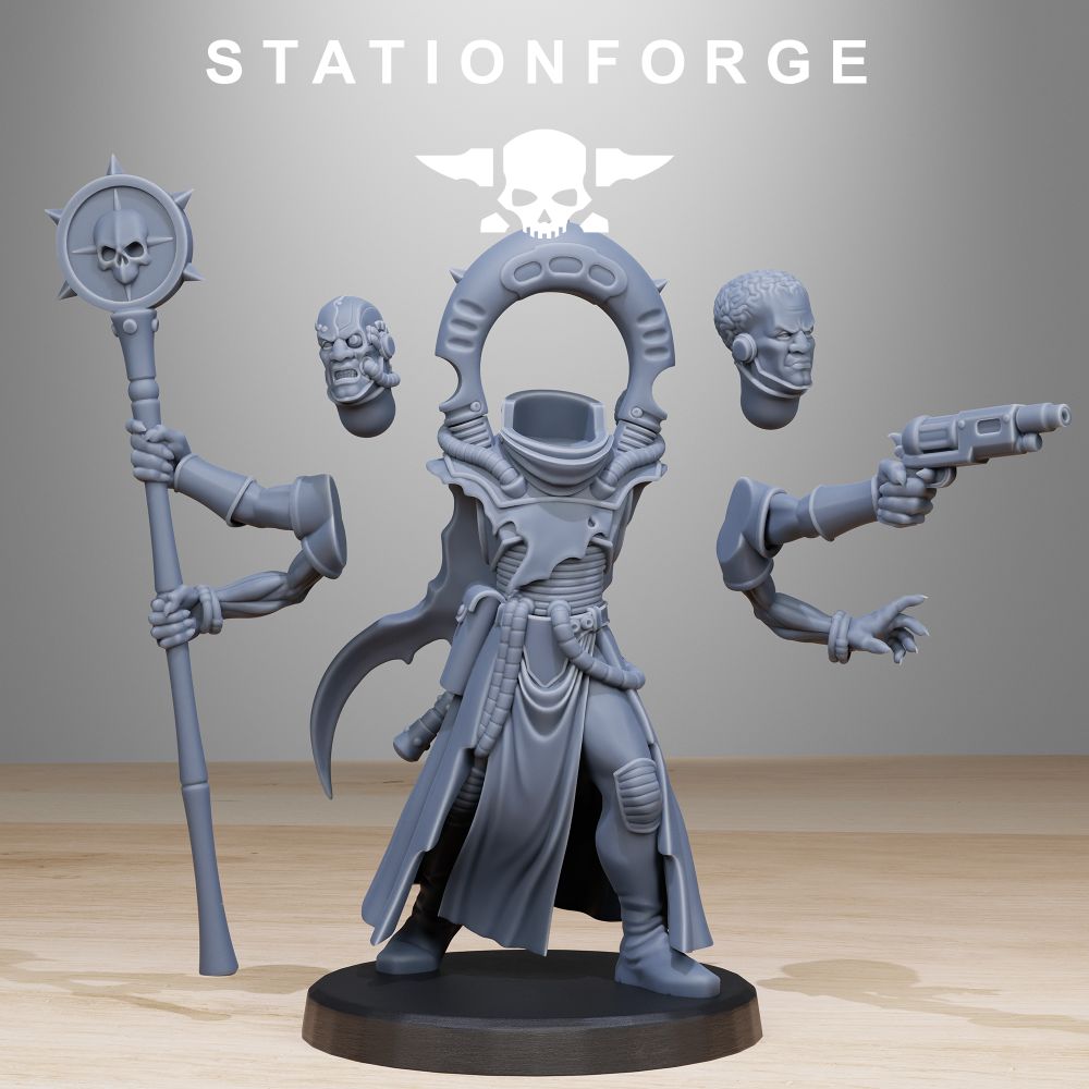 Xentari Cultist, Bio Swarm proxy miniature, 28mm heroic scale unpainted resin, view 4