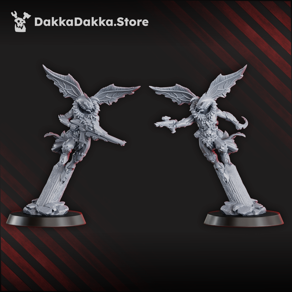Eldar Airborne Squad, proxy miniature, 28mm heroic scale unpainted resin, view 4