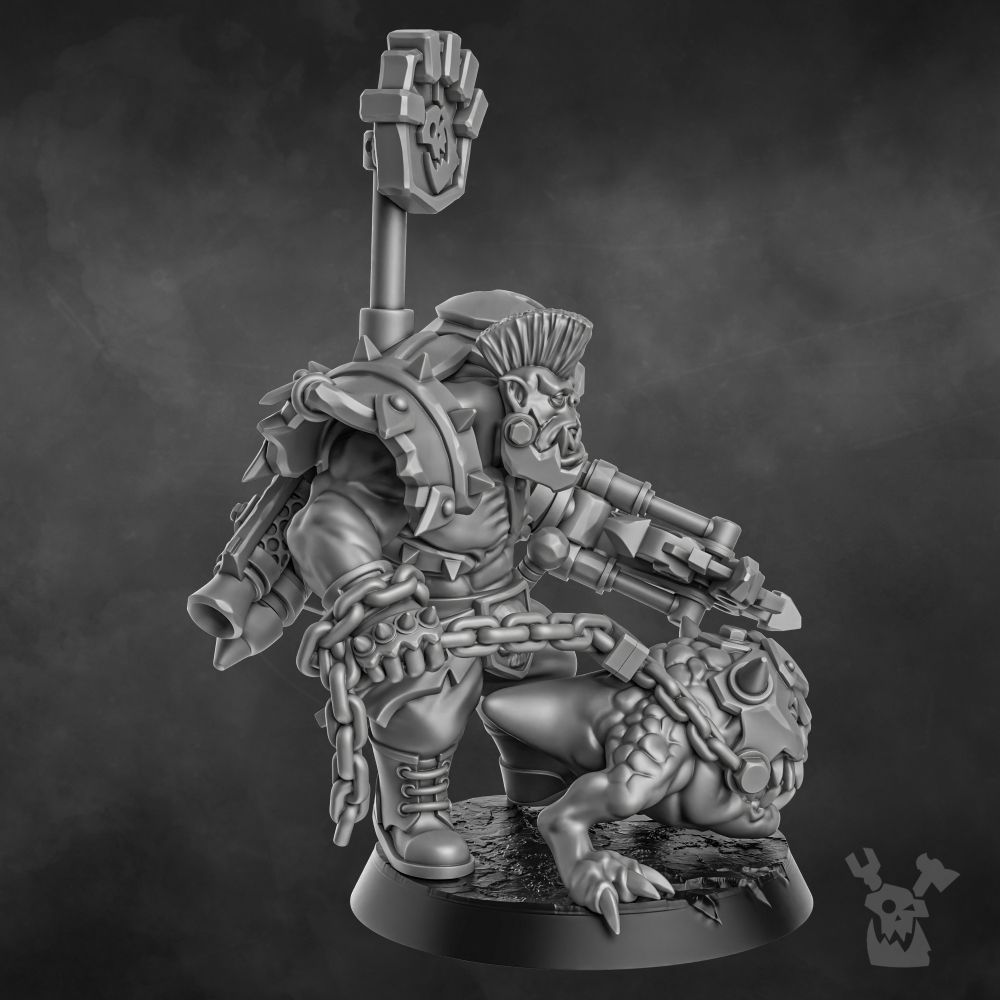 Orks Zargok Da Hogmasta, proxy miniature, 28mm heroic scale unpainted resin, view 4