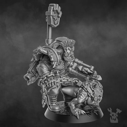 Orks Zargok Da Hogmasta, proxy miniature, 28mm heroic scale unpainted resin, view 4
