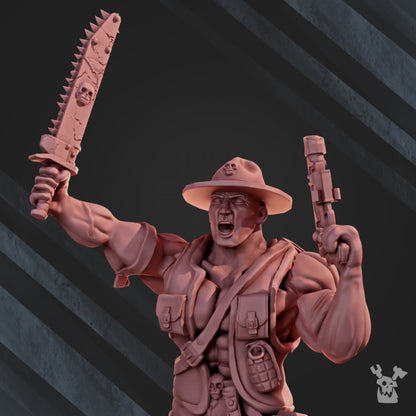 Imperial Army Jungle Fighters Commander, 28mm heroic scale unpainted resin, view 4