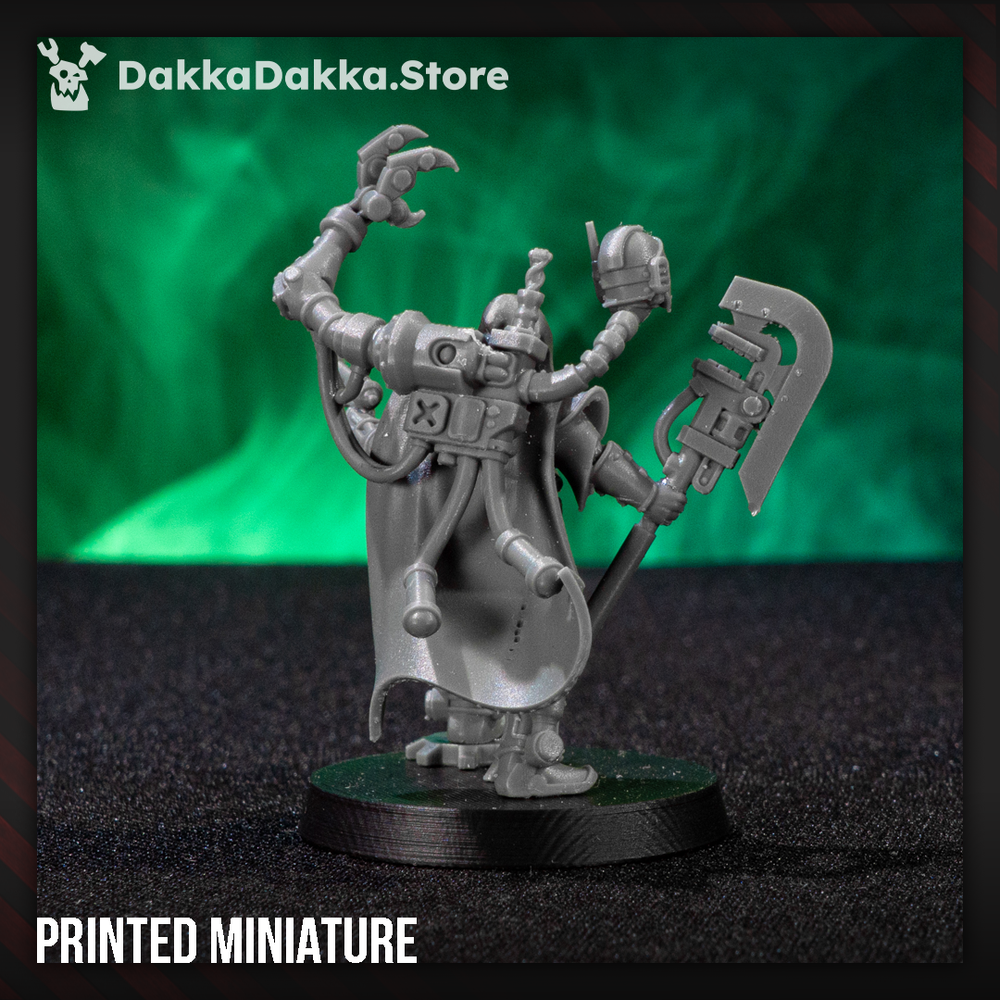 Tech Priests Archimech Engineer, 28mm heroic scale unpainted resin, view 4