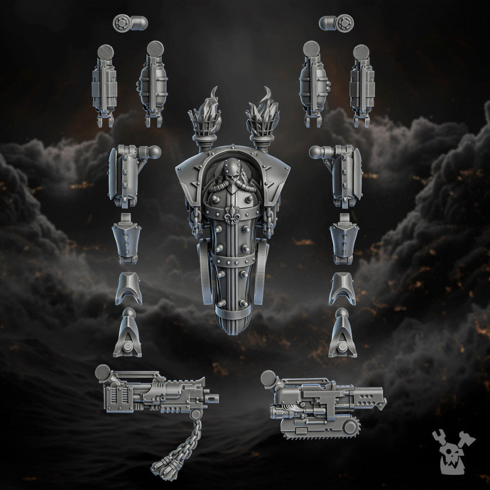 Battle Sisters Ironpain Engine, proxy miniature, 28mm heroic scale unpainted resin, view 4