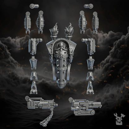 Battle Sisters Ironpain Engine, proxy miniature, 28mm heroic scale unpainted resin, view 4