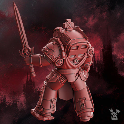 Crimson Knights Commander In Destroyer Armor, proxy miniature, character, 28mm heroic scale unpainted, view 4