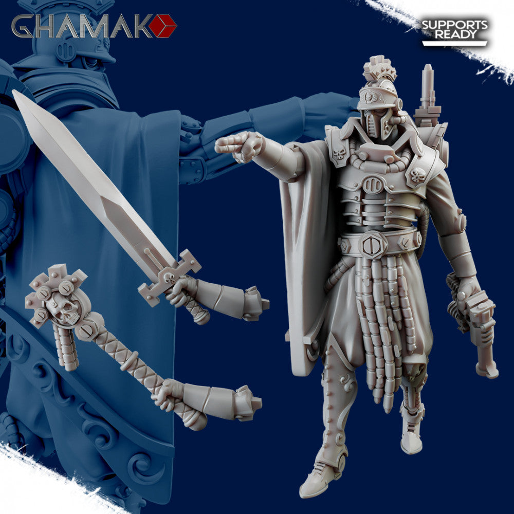 Cult Of Mars Pretorian V2, Tech Priests proxy miniature, 28mm heroic scale unpainted resin