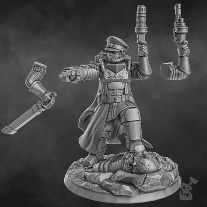 Imperial Army Dawnguard Commissar, 28mm heroic scale unpainted resin, view 9