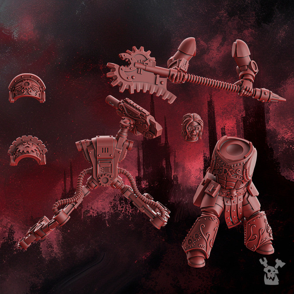 Crimson Knights Engineer, proxy miniature, character, 28mm heroic scale unpainted resin