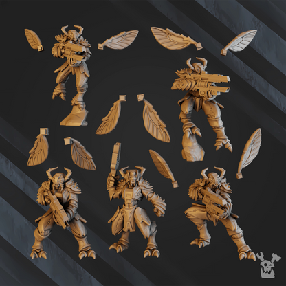 Tuai Mantomorhs Assault Squad, proxy miniature, 28mm heroic scale unpainted resin, view 8