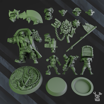 Orks Kapn Blaaady Beard, proxy miniature, 28mm heroic scale unpainted resin, view 7