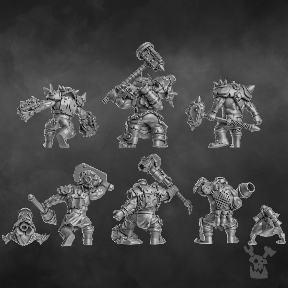 Orks Head Crackaz Mob, proxy miniature, squad, 28mm heroic scale unpainted resin, view 6