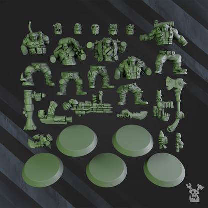 Orks Blak Orks Mob, proxy miniature, squad, 28mm heroic scale unpainted resin, view 7