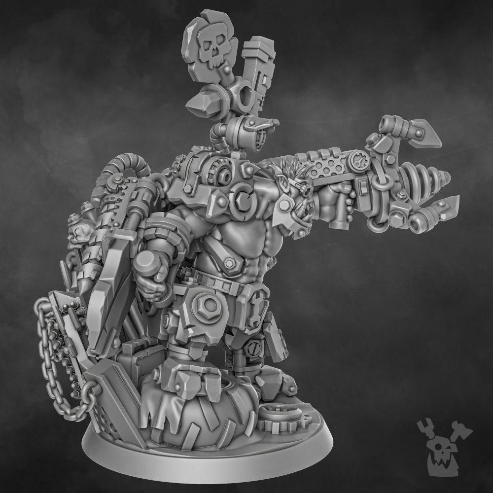 Orks Nikk Da Tech, proxy miniature, 28mm heroic scale unpainted resin, view 5