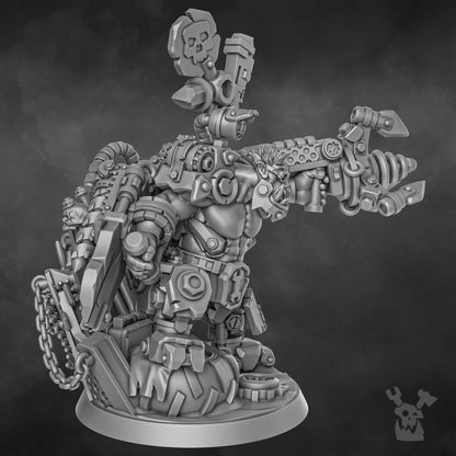 Orks Nikk Da Tech, proxy miniature, 28mm heroic scale unpainted resin, view 5