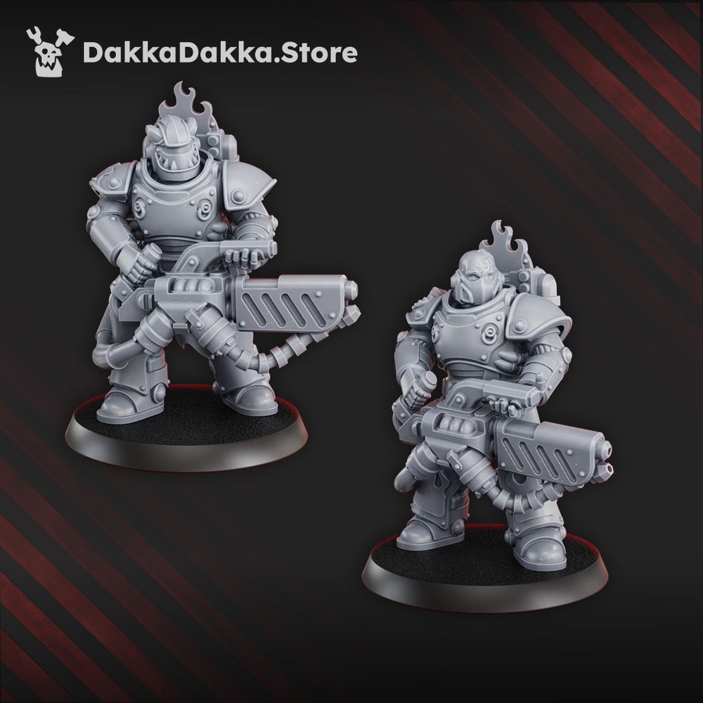 Flame Knights Team Ignitium, proxy miniature, squad, 28mm heroic scale unpainted resin, view 5
