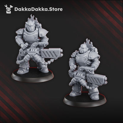 Flame Knights Team Ignitium, proxy miniature, squad, 28mm heroic scale unpainted resin, view 5