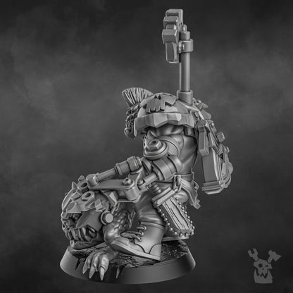 Orks Zargok Da Hogmasta, proxy miniature, 28mm heroic scale unpainted resin, view 5