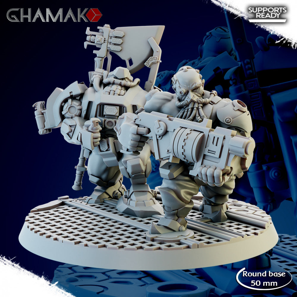 Space Dwarf Berserk Worm Rocket Team (2 Units), proxy miniature, squad, 28mm heroic scale unpainted resin