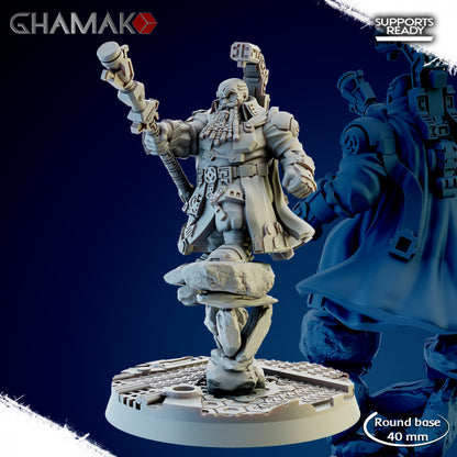 Space Dwarf Kildrak The Gray, proxy miniature, character, 28mm heroic scale unpainted resin, view 3