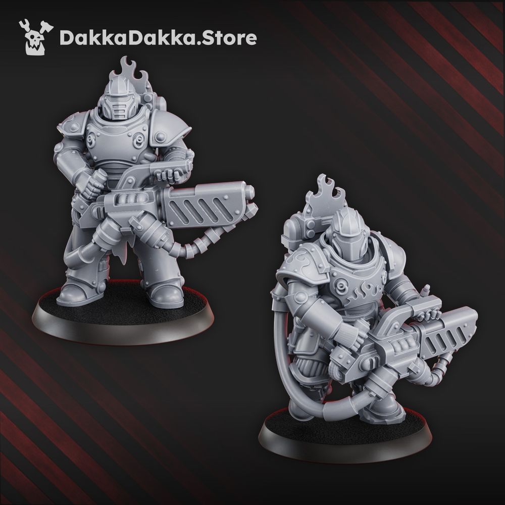 Flame Knights Team Ignitium, proxy miniature, squad, 28mm heroic scale unpainted resin, view 6