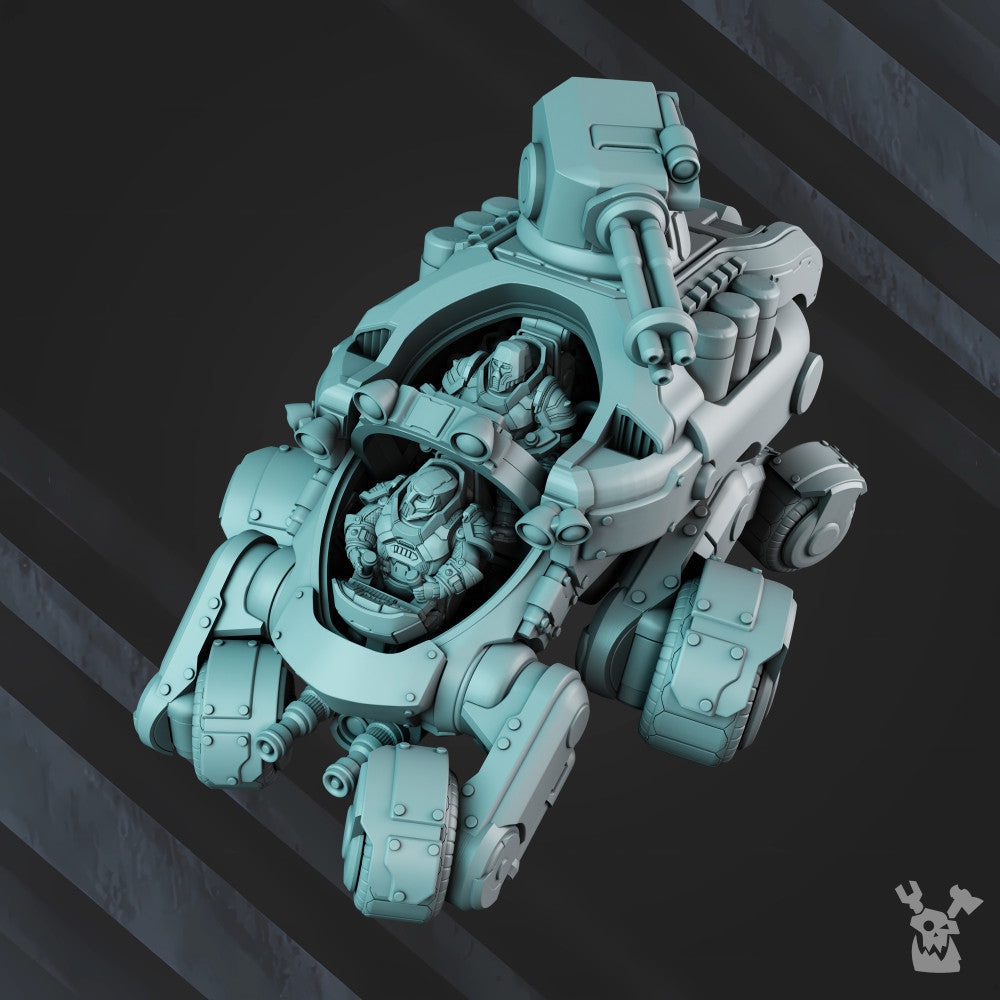 Space Dwarf Starforged Gyro Truck, proxy miniature, vehicle, 28mm heroic scale unpainted resin, view 3
