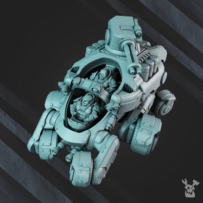 Space Dwarf Starforged Gyro Truck, proxy miniature, vehicle, 28mm heroic scale unpainted resin, view 3