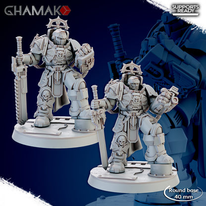 Space Knights Tribune With Chainsaw Sword, proxy miniature, weapons, 28mm heroic scale unpainted resin