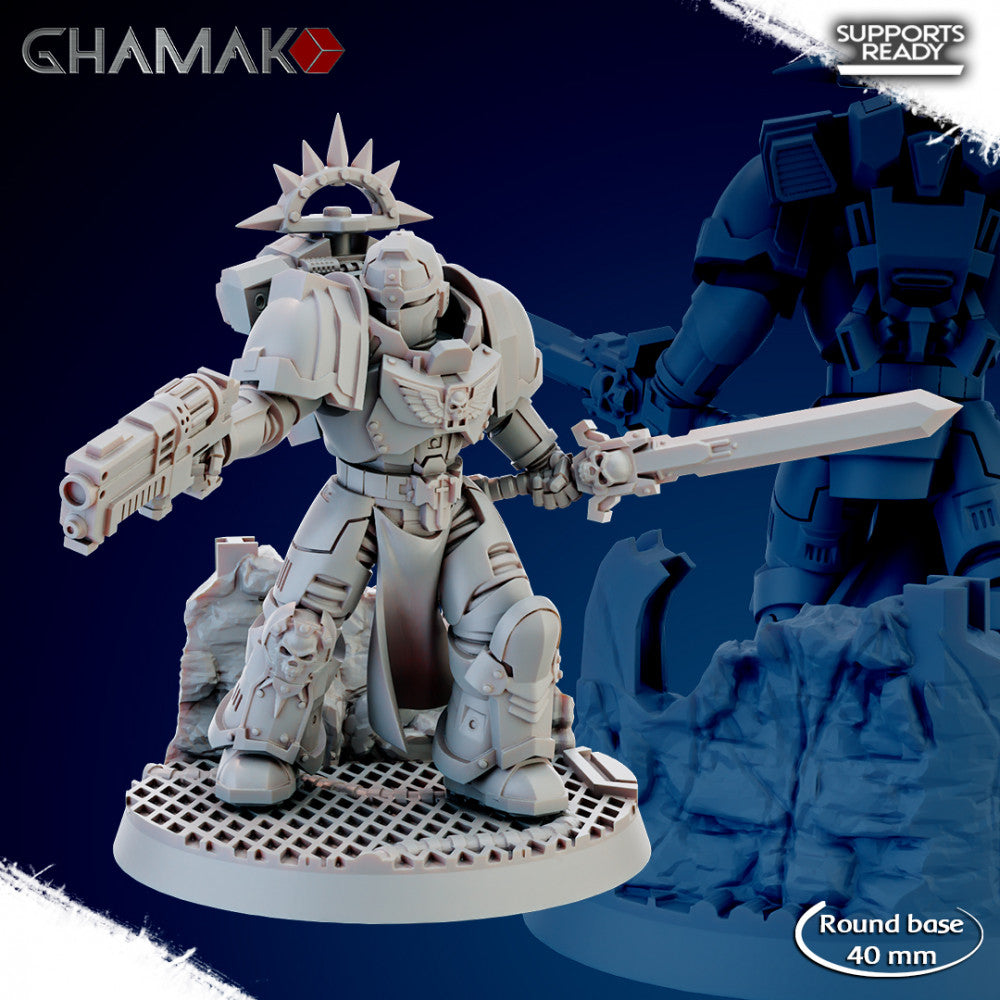 Space Knights Brotherhood Of Sword (3 Units), proxy miniature, squad, 28mm heroic scale unpainted resin, view 2