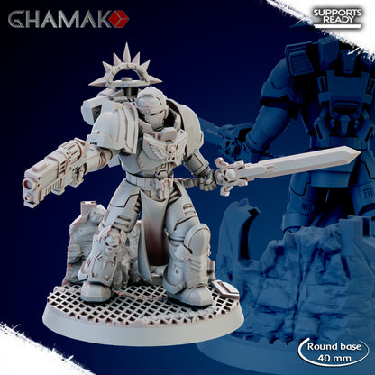 Space Knights Brotherhood Of Sword (3 Units), proxy miniature, squad, 28mm heroic scale unpainted resin, view 2