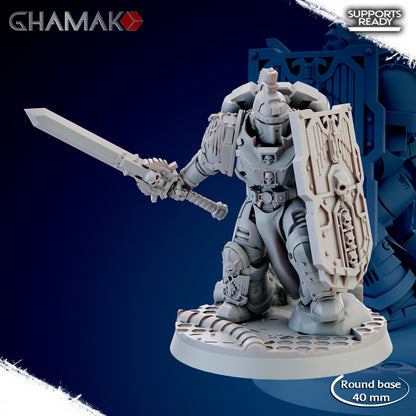 Space Knights Brotherhood Of Sword (3 Units), proxy miniature, squad, 28mm heroic scale unpainted resin, view 3