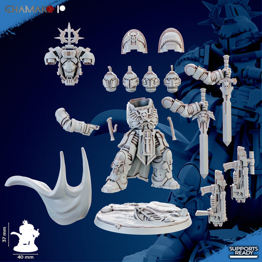 Space Knights Centurion, proxy miniature, 28mm heroic scale unpainted resin, view 2