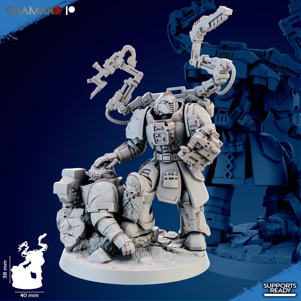 Space Knights Medicinae Miles, proxy miniature, 28mm heroic scale unpainted resin, view 3