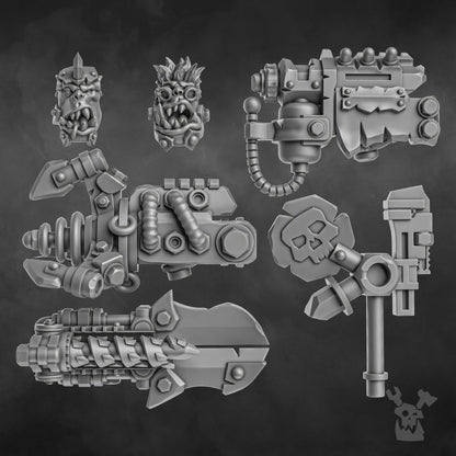 Orks Nikk Da Tech, proxy miniature, 28mm heroic scale unpainted resin, view 7