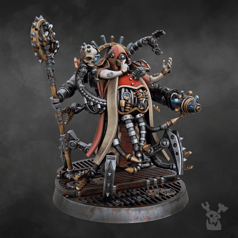 Machine Cult Kardinal, Tech Priests proxy miniature, 28mm heroic scale unpainted resin, view 7