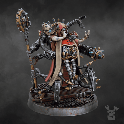 Machine Cult Kardinal, Tech Priests proxy miniature, 28mm heroic scale unpainted resin, view 7