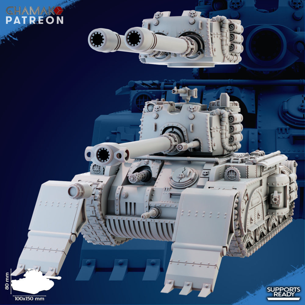Iron Korps Terra Invicta Twin Cannon, Imperial Army proxy miniature, artillery, 28mm heroic scale unpainted resin